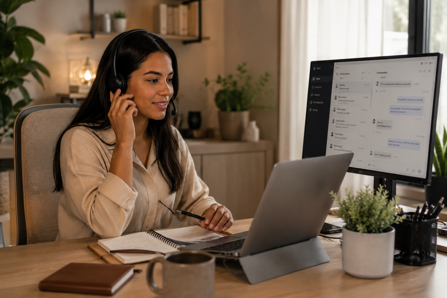 Virtual Assistant working on laptop
